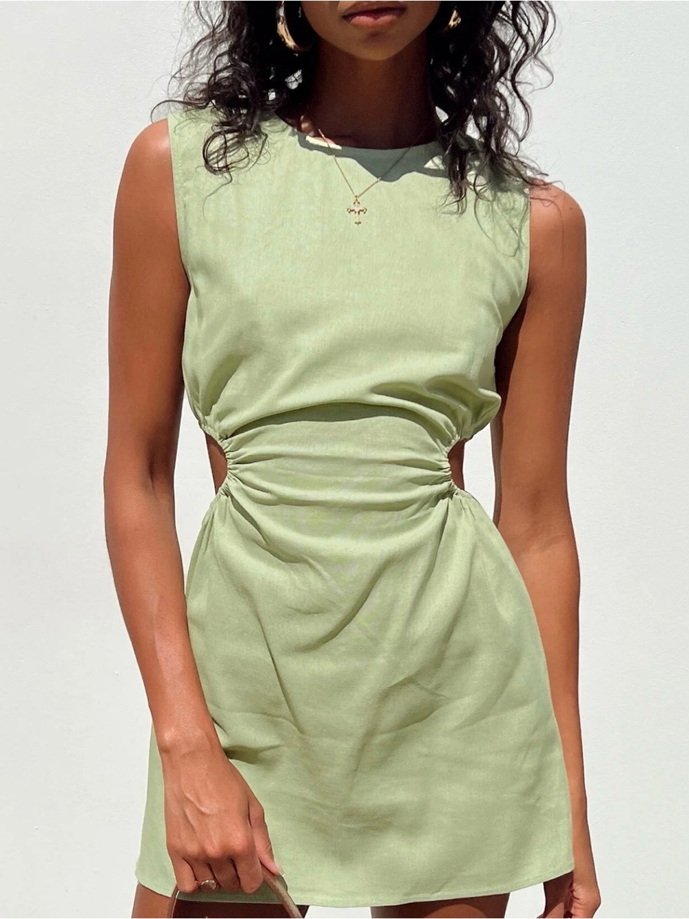 Princess Polly Sage Green Sleeveless Cutout Mini Dress